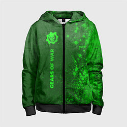 Толстовка на молнии детская Gears of War - green gradient по-вертикали, цвет: 3D-черный
