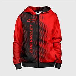 Толстовка на молнии детская Chevrolet - red gradient по-вертикали, цвет: 3D-черный