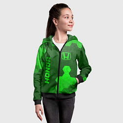 Толстовка на молнии детская Honda - green gradient вертикально, цвет: 3D-черный — фото 2