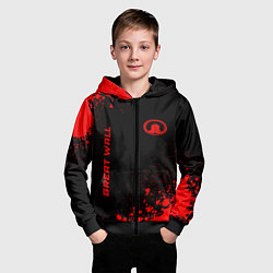 Толстовка на молнии детская Great Wall - red gradient вертикально, цвет: 3D-черный — фото 2