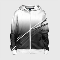 Толстовка на молнии детская Градиент с полосами из белого в тёмный, цвет: 3D-белый