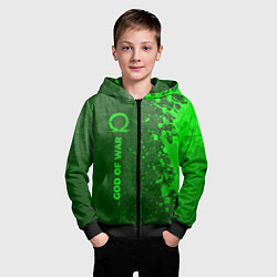 Толстовка на молнии детская God of War - green gradient по-вертикали, цвет: 3D-черный — фото 2
