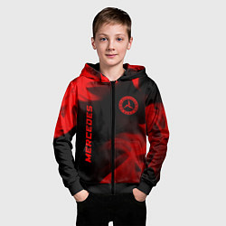 Толстовка на молнии детская Mercedes - red gradient вертикально, цвет: 3D-черный — фото 2