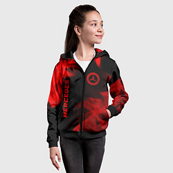 Толстовка на молнии детская Mercedes - red gradient вертикально, цвет: 3D-черный — фото 2