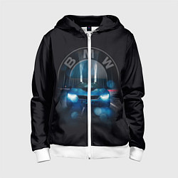 Толстовка на молнии детская BMW на мосту, цвет: 3D-белый