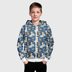 Толстовка на молнии детская Маяк в облаках, цвет: 3D-белый — фото 2