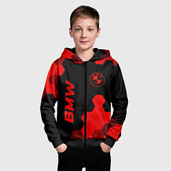 Толстовка на молнии детская BMW - red gradient вертикально, цвет: 3D-черный — фото 2