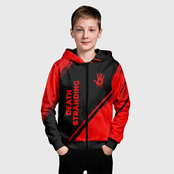 Толстовка на молнии детская Death Stranding - red gradient вертикально, цвет: 3D-черный — фото 2