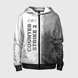 Толстовка на молнии детская Counter Strike 2 - white gradient по-вертикали, цвет: 3D-черный