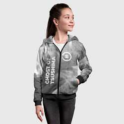 Толстовка на молнии детская Ghost of Tsushima - grey gradient вертикально, цвет: 3D-черный — фото 2