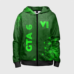 Толстовка на молнии детская GTA 6 - green gradient вертикально, цвет: 3D-черный