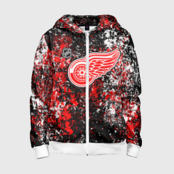 Толстовка на молнии детская Detroit Red Wings NHL black, цвет: 3D-белый