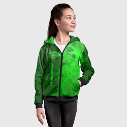 Толстовка на молнии детская Lamborghini - green gradient по-вертикали, цвет: 3D-черный — фото 2