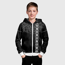 Толстовка на молнии детская Славянские символы традиции народа, цвет: 3D-белый — фото 2