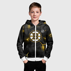 Толстовка на молнии детская Бостон Брюинз - плиты с подсветкой, цвет: 3D-белый — фото 2