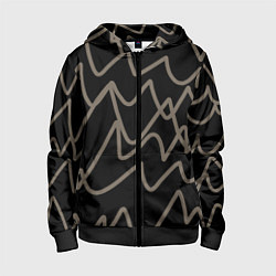 Детская толстовка на молнии Кривые рукописные линии чёрно-коричневый