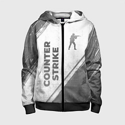 Толстовка на молнии детская Counter Strike - white gradient вертикально, цвет: 3D-черный