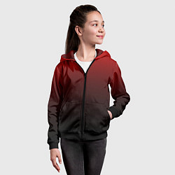 Толстовка на молнии детская Из красного в чёрный градиент с точками, цвет: 3D-черный — фото 2