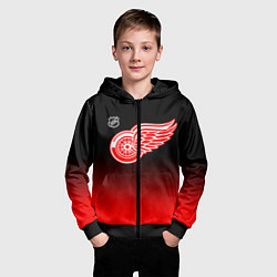 Толстовка на молнии детская Детройт Ред Уингз - градиент, цвет: 3D-черный — фото 2