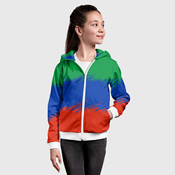 Толстовка на молнии детская Дагестанские цвета, цвет: 3D-белый — фото 2