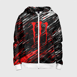 Толстовка на молнии детская Monster energy полосы красок, цвет: 3D-белый