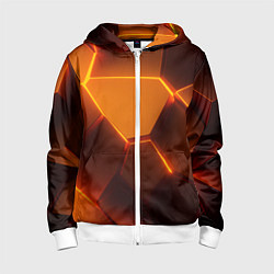 Толстовка на молнии детская Оранжевые объемные пластины, цвет: 3D-белый