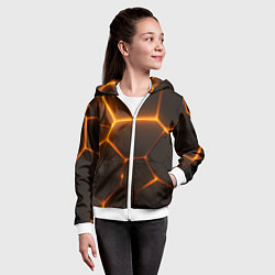 Толстовка на молнии детская Оранжевое свечение текстура, цвет: 3D-белый — фото 2