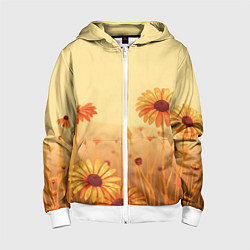Толстовка на молнии детская Цветы на закате, цвет: 3D-белый