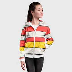 Толстовка на молнии детская Красные полоски, цвет: 3D-белый — фото 2