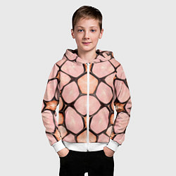 Толстовка на молнии детская Розовые пятна жирафа, цвет: 3D-белый — фото 2