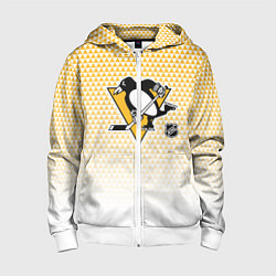 Толстовка на молнии детская Питтсбург Пингвинз - желтый и белый, цвет: 3D-белый
