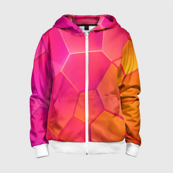 Толстовка на молнии детская Розово-оранжевые плиты, цвет: 3D-белый
