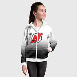 Толстовка на молнии детская Нью Джерси Девилз - из белого в черный, цвет: 3D-белый — фото 2