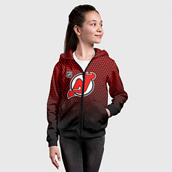 Толстовка на молнии детская Нью Джерси Девилз - красный градиент, цвет: 3D-черный — фото 2