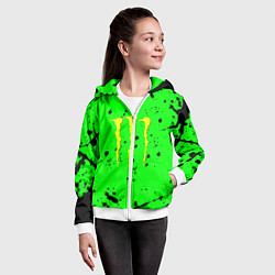 Толстовка на молнии детская Monster energy кислотные брызги, цвет: 3D-белый — фото 2