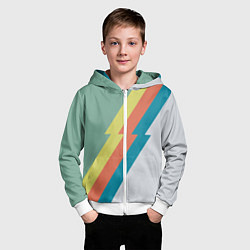 Толстовка на молнии детская Рок молния Боуи весенняя палитра, цвет: 3D-белый — фото 2