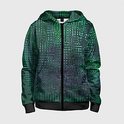 Толстовка на молнии детская Текстурный тёмный сине-зелёный, цвет: 3D-черный