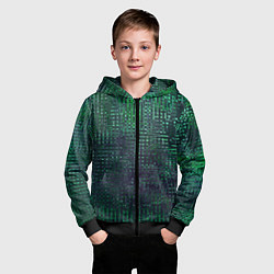 Толстовка на молнии детская Текстурный тёмный сине-зелёный, цвет: 3D-черный — фото 2
