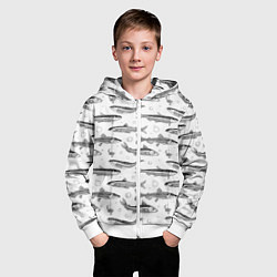 Толстовка на молнии детская Корюшка паттерн, цвет: 3D-белый — фото 2