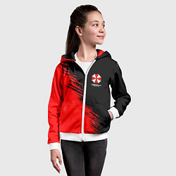Толстовка на молнии детская Umbrella Corp - red and black, цвет: 3D-белый — фото 2