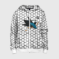 Толстовка на молнии детская Сан Хосе Шаркс - белые плиты, цвет: 3D-белый