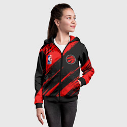 Толстовка на молнии детская Торонто Рэпторс - красные потертости, цвет: 3D-черный — фото 2