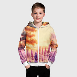 Толстовка на молнии детская Поле цветочное, цвет: 3D-белый — фото 2