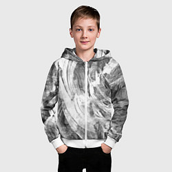 Толстовка на молнии детская Абстракция - grey and white swirls, цвет: 3D-белый — фото 2