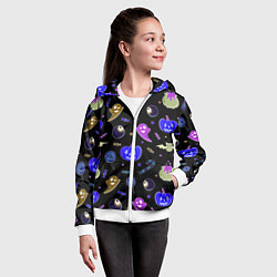 Толстовка на молнии детская Halloween blue black pumpkin, цвет: 3D-белый — фото 2