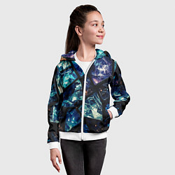 Толстовка на молнии детская Текстура драгоценных камней, цвет: 3D-белый — фото 2