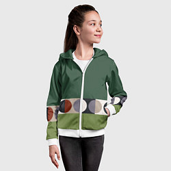Толстовка на молнии детская Луна Малевича сосновый зеленый, цвет: 3D-белый — фото 2