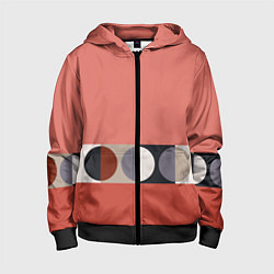 Толстовка на молнии детская Луна Малевича розовый томат, цвет: 3D-черный