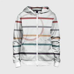 Толстовка на молнии детская Stripes and circle, цвет: 3D-белый