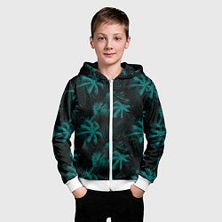 Толстовка на молнии детская Palm light blue dark, цвет: 3D-белый — фото 2